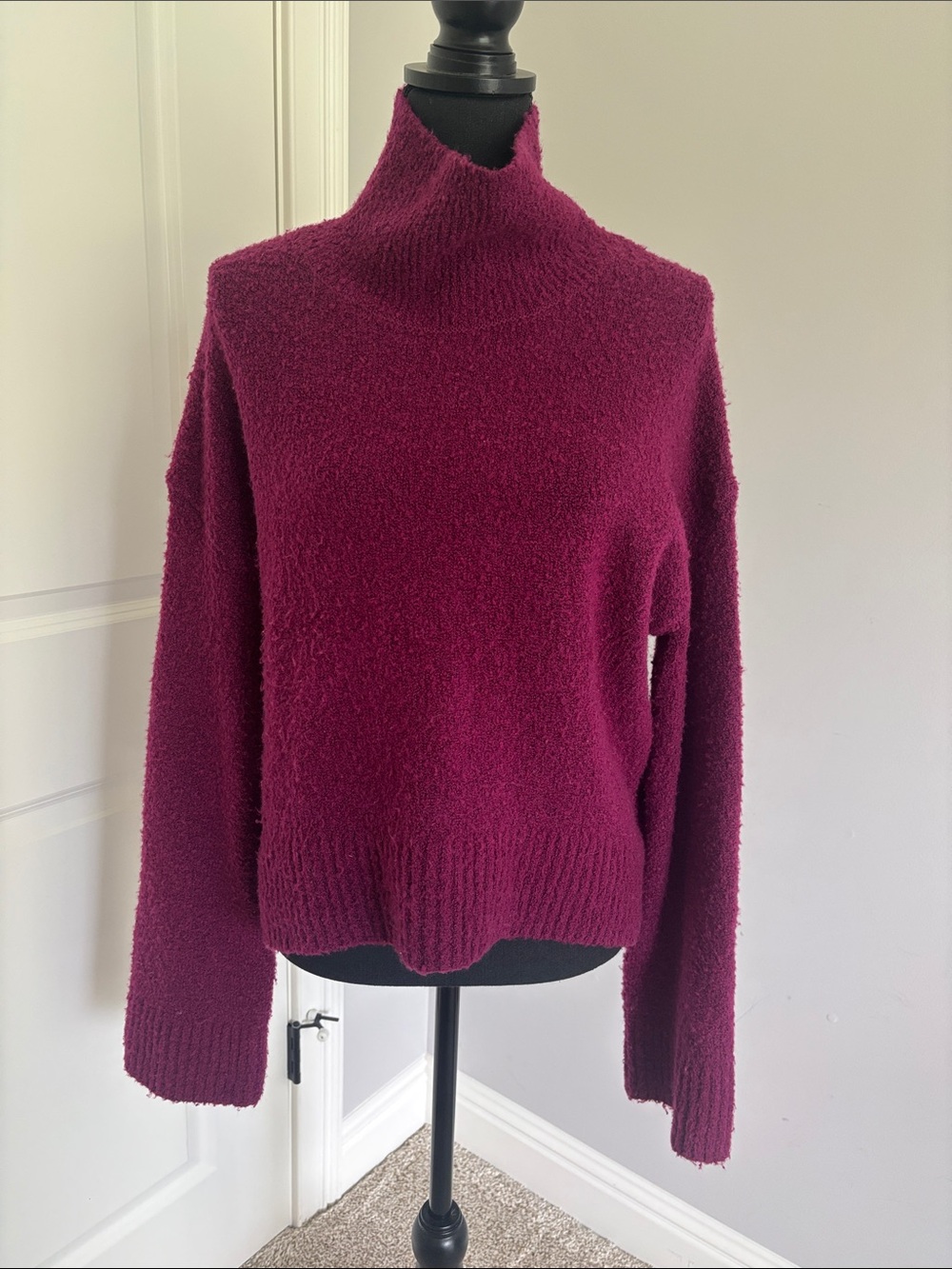 Leith Deep Raspberry Turtleneck Sweater